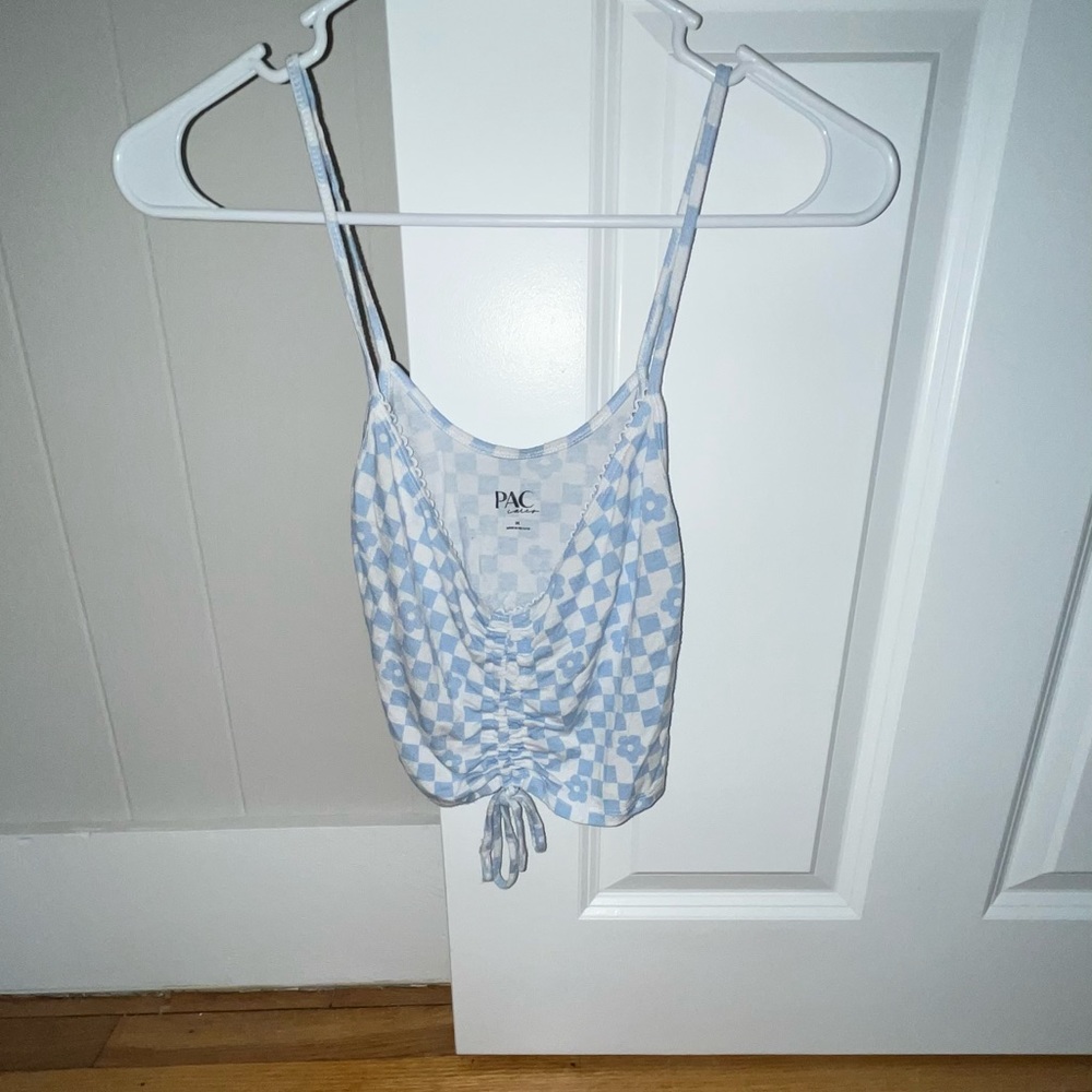 pacsun checker & flowers design cami crop top